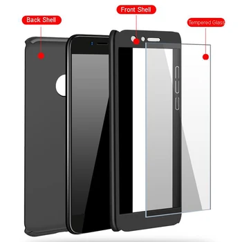 360 Trdi Primeru na Čast 7C Primeru za Huawei Honor 7C Primeru Zajema Kaljeno Steklo Celotno Zaščitno Telefon Primeru Čast 7C AUM-L41