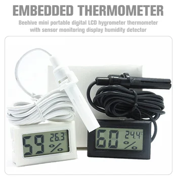Čebelarstvo Panj Mini Priročen Digitalni LCD Higrometer Termometer S Senzorjem za Spremljanje Prikaz Vlažnosti Detektorji