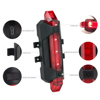 Kolesarjenje Nazaj Multi LED Barva NAS Kolesarske Opreme, Izposoja Lučke za Polnjenje USB LED Kolo Kolo Repa Rdeča Svetloba