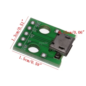 5X Nov Ženski Mikro USB DIP Adapter Pretvornik Za 2.54 mm PCB Board Moč Nove Whosale&Dropship