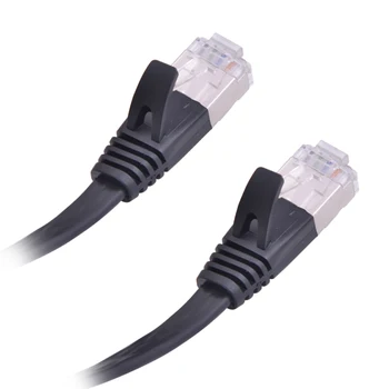 Črna Zaščiteni Ethernetni Kabel 5m CAT7 RJ-45 Ultra-Tanek Ravno Ethernet Omrežje Kabelske Internetne Lan Visoke Kakovosti
