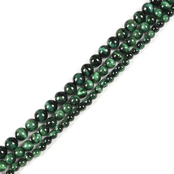 Naravni gemstone 4-12 mm Različnih velikosti zelena TigerEye Svoboden kroglice DIY ročno izdelana ogrlica, zapestnica dodatna oprema Tovarne na debelo