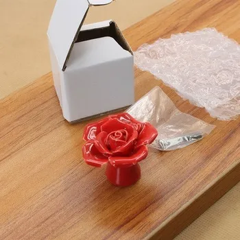Keramični Rose Cvet Gumb Predala Potegne Ročaji Gumb / Klichen Omare Potegne Ročaji Omari Gumbi Ročaj Pohištvo Strojne Opreme