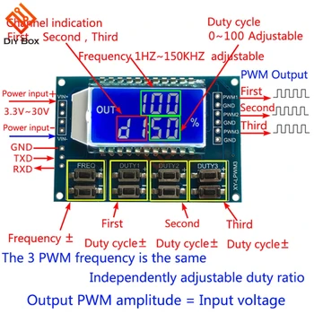 1 hz-150Khz Signal PWM Generator Frekvenca Impulza Ciklus Modul Nastavljiv LCD-Zaslon 3.3 PROTI-30V PWM Odbor Modul
