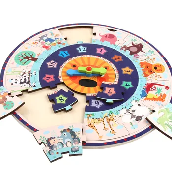 Otrok Montessori Lesene Igrače, Pisane Sestavljanke Ura Otrok, zgodnje izobraževanje puzzle prepoznati čas številko Ura igrače
