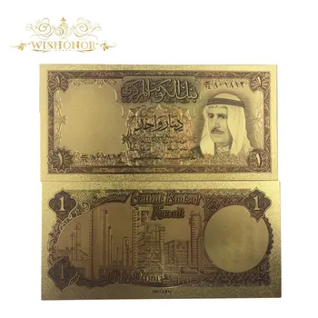10pcs/veliko 2019 Novo Zasnovo Za Kuvajt Bankovcev 1 Dinarjev Bankovcev v 24k pozlačeni Ponarejenega Denarja, kot Darila