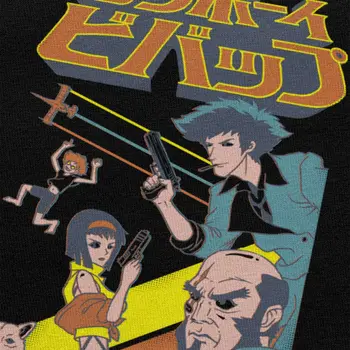 Retro Space Cowboy Bebop T-shirt Moški Bombaž Japonski Anime Tees Kratka Sleeved Poletje Tshirt Manga Graphic Majica Merch Darilo