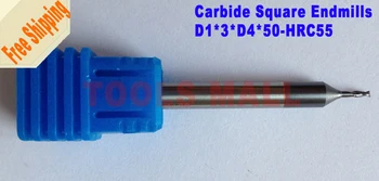 Brezplačna Dostava-5pcs D1mm Volframov Karbid Kvadratnih Koncu mlin 2 predvsem piščali HRC55 Rezkanje CNC rezalniki Spirala Usmerjevalnik bitov Endmill rezalnik