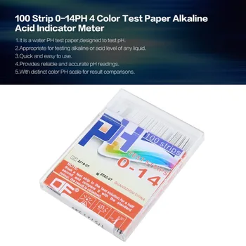 100 Trakovi 0-14 let PH 4 Color Test Papir Alkalne Kisline Indikator Meter Roll Za Vodo, Urin, Slina Tal Lakmusov Testiranje Merjenje