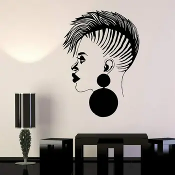 Kozmetični Salon Afriška Ženska Črna Lady Stenske Nalepke Frizerski Salon Okno Vinil Vinilna Berber Shop Dekoracijo Nalepke C904