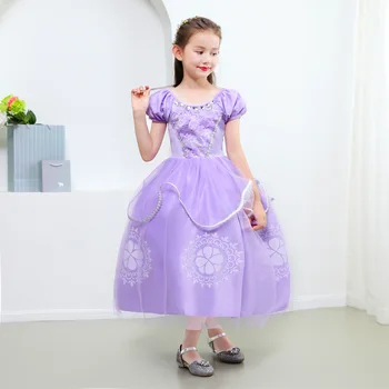 Vijolična poletje princesa obleko sneg girl fantazija punca Halloween carnival kostumi za otroke malčka dekle božič 3-8s oblačila