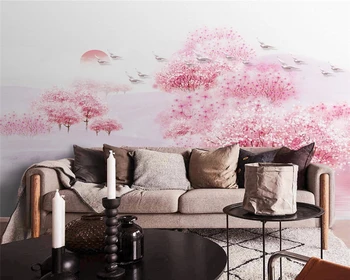 Beibehang de papel parede po Meri sodobnih modnih novi Kitajski lepe umetniške razpoloženje breskov cvet TV, kavč slike za ozadje