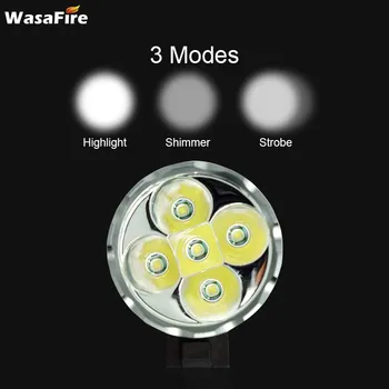 Wasafire 7000 Lumnov farol Kolo Svetlobe Žarnice Žarometa Luč 5*T6 LED Kolesarske Luči Žarometov + 9600mAh Baterijski Paket za na Prostem