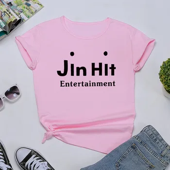 Korejski Kpop JinHit Zabava Unisex Kpop Majica s kratkimi rokavi Ženske Modni Bombaž Kratkimi Rokavi Tshirt Feminina Pismo Natisnjeni T-majice