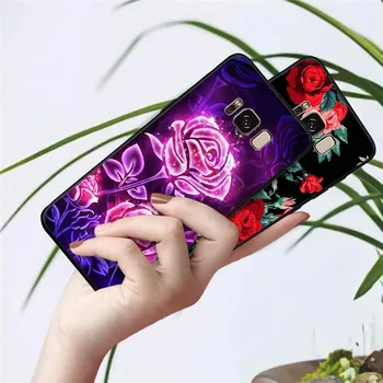 Luxury Black Rose Pink Rdeče Rože TPU Ohišje Za Samsung Galaxy S10e S10 Plus S8 S9 Plus Opomba 8 9 S7 Robu hrbtnega Pokrovčka Coque Etui