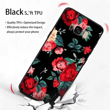Luxury Black Rose Pink Rdeče Rože TPU Ohišje Za Samsung Galaxy S10e S10 Plus S8 S9 Plus Opomba 8 9 S7 Robu hrbtnega Pokrovčka Coque Etui