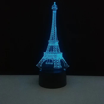 Eifflov Stolp Noč Lahka 3D LED Lučka za Novo Leto Stranka Uslug Za Otroke Parizu Stil Dekoracijo Za Dom Spalnica Tabela Namizne Svetilke