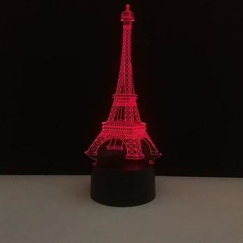 Eifflov Stolp Noč Lahka 3D LED Lučka za Novo Leto Stranka Uslug Za Otroke Parizu Stil Dekoracijo Za Dom Spalnica Tabela Namizne Svetilke