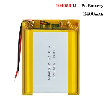 1/2/5 Kos 3,7 V Volt Polnilna Baterija 2400mah 104050 Li-ion Polymer Li Po Baterij, Solarne Svetilke Moč Banke, Radio, GPS