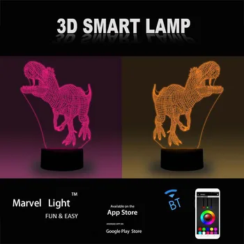 Dinozaver 3D LED Nočna Lučka 7 Barva Unicorn Desk Nočna Dotik Oddaljene namizne Svetilke Doma Dekor Darila za Otroke App Nadzor
