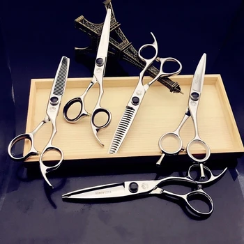 6 Professional Frizerski Salon Struktura Škarje Set Za Rezanje Barber Frizuro Redčenje Strižna Frizerske Škarje Za Lase Orodja, Škarje