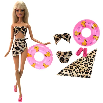 NK 3 Nastavite Seksi Kopalk Beach Oblačila Bikini Kopalke+Copate+Plavanje Boje Lifebelt Obroč Za Barbie Lutka Najboljše Dekle' Darilo 060 DZ