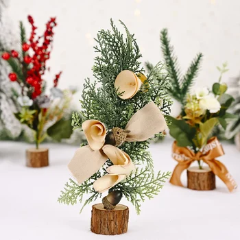 Umetno Božično Drevo Z Okraski, Mala 11inch Visok Božič Borovih Za Božično Dekoracijo, Miza In za Mizo Vrhovi