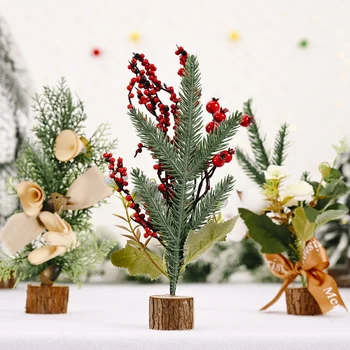 Umetno Božično Drevo Z Okraski, Mala 11inch Visok Božič Borovih Za Božično Dekoracijo, Miza In za Mizo Vrhovi