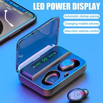 Dvojni Brezžični Mikrofon Slušalke Športne Stereo Nepremočljiva Čepkov LED Zaslon Gaming Slušalke F9 Bluetooth 5.0 Dotik Slušalke