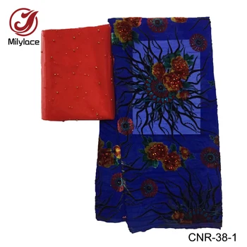 Multi color žamet čipke tkanine z 2 metrov til tkanine, čipke design vroče prodaja 2 v 1 slog material za oblačila, CNR-38