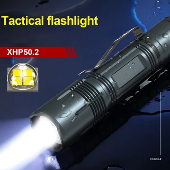 XHP50.2 High Power Taktično LED Svetilka 18650 Baterijo za ponovno Polnjenje USB Lučka Mini Svetlo Lovske Svetilke XHP50 Luč