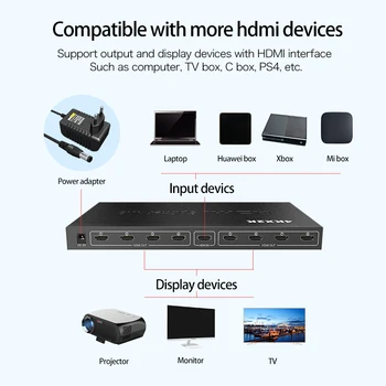HDMI Splitter HDCP 4K 1 x 2 1 v 2 out Power Ojačevalnik Signala 1080P 3D 1x4 Audio HDMI Spliter Pretvornik 1x8 HDMI Adapter