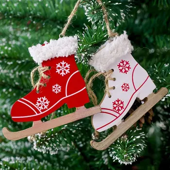 Nova Božič dom dekoracijo Božični pobarvane lesene dekorativne obesek Božično drevo ustvarjalne rolerji viseči okras