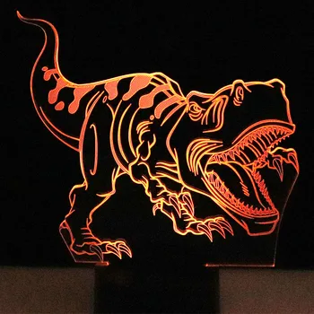 3D LED Nočne Luči Dynamic Tyrannosaurus Rex Dinozaver s 7 Barv Svetlobe za Dom Dekoracija Žarnice Neverjetno Vizualizacija