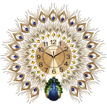 Pav Stenske Ure za Spalnico, dnevno Sobo, Moderno obliko Luksuzni Steno Gledal Dekoracijo Quartz Tiho Zlate Ure Velika ura