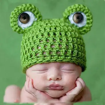 Srčkan Žaba Slog Otroka, Dojenčka Novorojenčka Ročno Kvačkane Beanie Klobuk s Preprogo, Otroška Fotografija Rekviziti