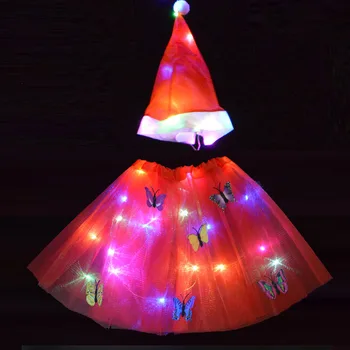Led Light up Dekle Karneval Božič pustna Počitnice Oblačila Stranka Til Santa Claus Klobuk Otroci Kopalke Venec Rojstni dan