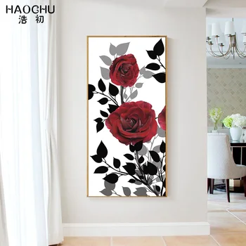 HAOCHU sodobne rose cvet trgovina dekoracijo sten spalnice plakat umetnosti za dnevno sobo slikarstvo velikosti neuokvirjeno platno, saj