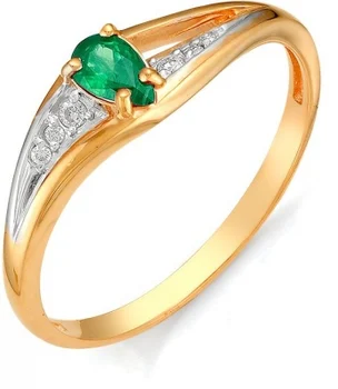 Master brilliant emerald ring with red gold diamonds