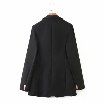 Merodi 2020 modna ženska klasični slog, ki je črnega za dolgo blazerji jeseni elegantna urad dama priložnostne dvojno zapenjanje jopič outwear