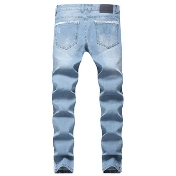 Modni Retro Uničeno Moške Jeans Elastična sila Slim Fit Klasične Traper Hlače luknjo Obliži Ripped Kavbojke Moški Ulične Hip Hop