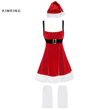 Kimring Seksi Žensk Božič Obleko Kostume Santa Claus Fancy Stranka Obleko za Odrasle Cosplays Božični Kostum