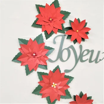 Papir Vesel Božič Cvetje Nastavite Božič Dom Dekor Stranka Luči Božič, Joyeux Noel Flores Feliz Navidad Rdečo Rožo
