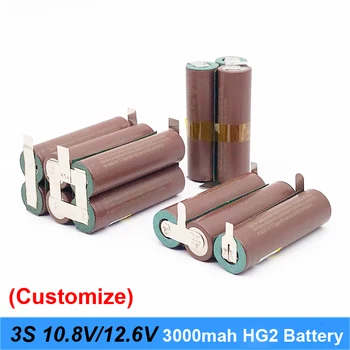 18650 hg2 3000mAh 20amps Baterija za 10.8 v 12,6 v izvijač baterije vara spajkanje, trakovi 3S 3S2P 12,6 v baterija (prilagodite)