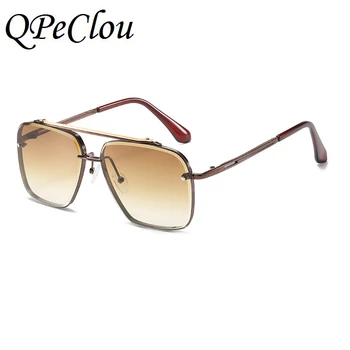 QPeClou 2020 Novih Klasičnih Kovinskih Kvadratnih Sončna Očala Ženske Blagovne Znamke, Modni Oblikovalec Sončna Očala Moških Rjavih Odtenkih Oculos De Sol