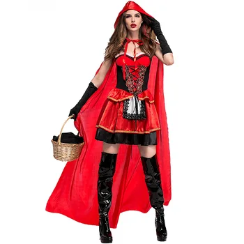 Ženska Rdeča kapica Cosplay Nastavite Halloween Carnival Cosplay Kostume Plašč Obleko, Rokavice 3Pcs Nastavite Kraljica Cesarica Vampir