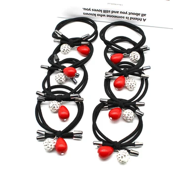 Visoko elastična pokrivala rdeča kaplja vode kroglice krog kroglic dlake vrv vrtanje žogo gumico dvojni trak kroglice dodatki za lase