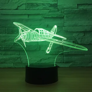 Propeler Zrakoplova 3D Led Lučka 7 Barvo Noč Svetilke Za Otroke Dotik Usb Tabela Lampara Lampe Otroška Spalna Nočna Padec Ladijskega prometa