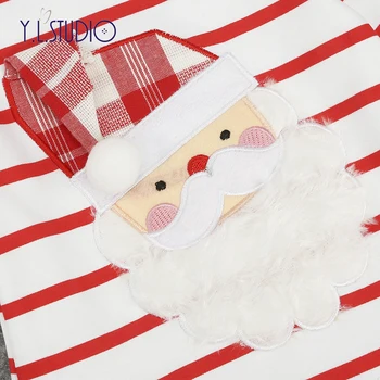 Jesen/Zima Otroci Baby Dekle 3D Cartoon Santa Prugasta Princesa Obleko z Dolgimi Rokavi Flounce Dnu Božič Stranka Obleko Oblačila