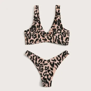 Seksi Leopard Bikini Kopalke Ženske Kopalke, Push-up Oblazinjeni Biquini Tangice kopalke Brazilski Bikini Komplet 2021, Plavanje Obleko